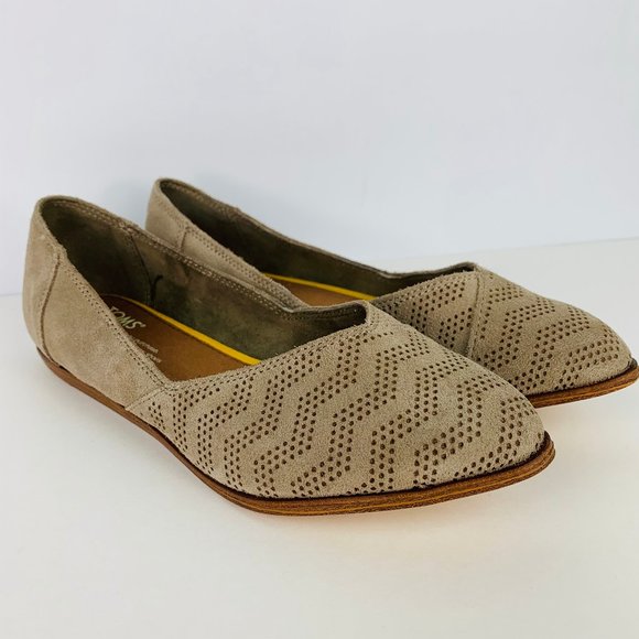 toms jutti chevron pattern suede flats